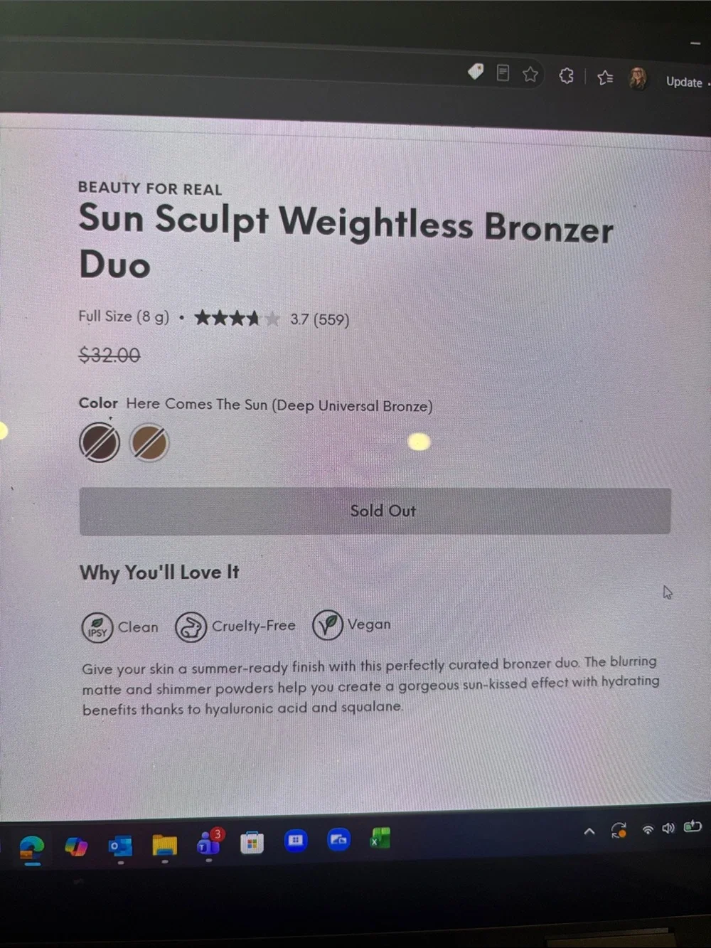 Beauty For Real Sun Sculpt Bronzer Duo - Peachy Bronze